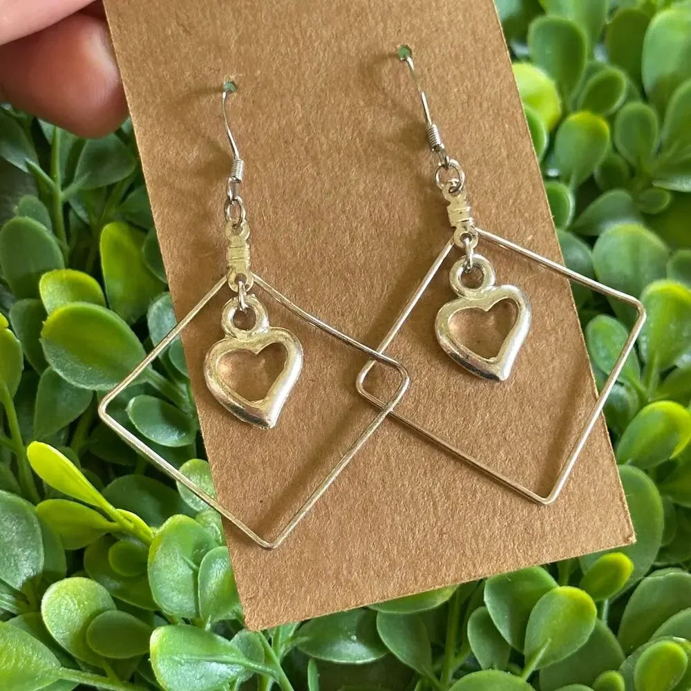 BOGO FREE SILVER CUT OUT HEART EARRINGS